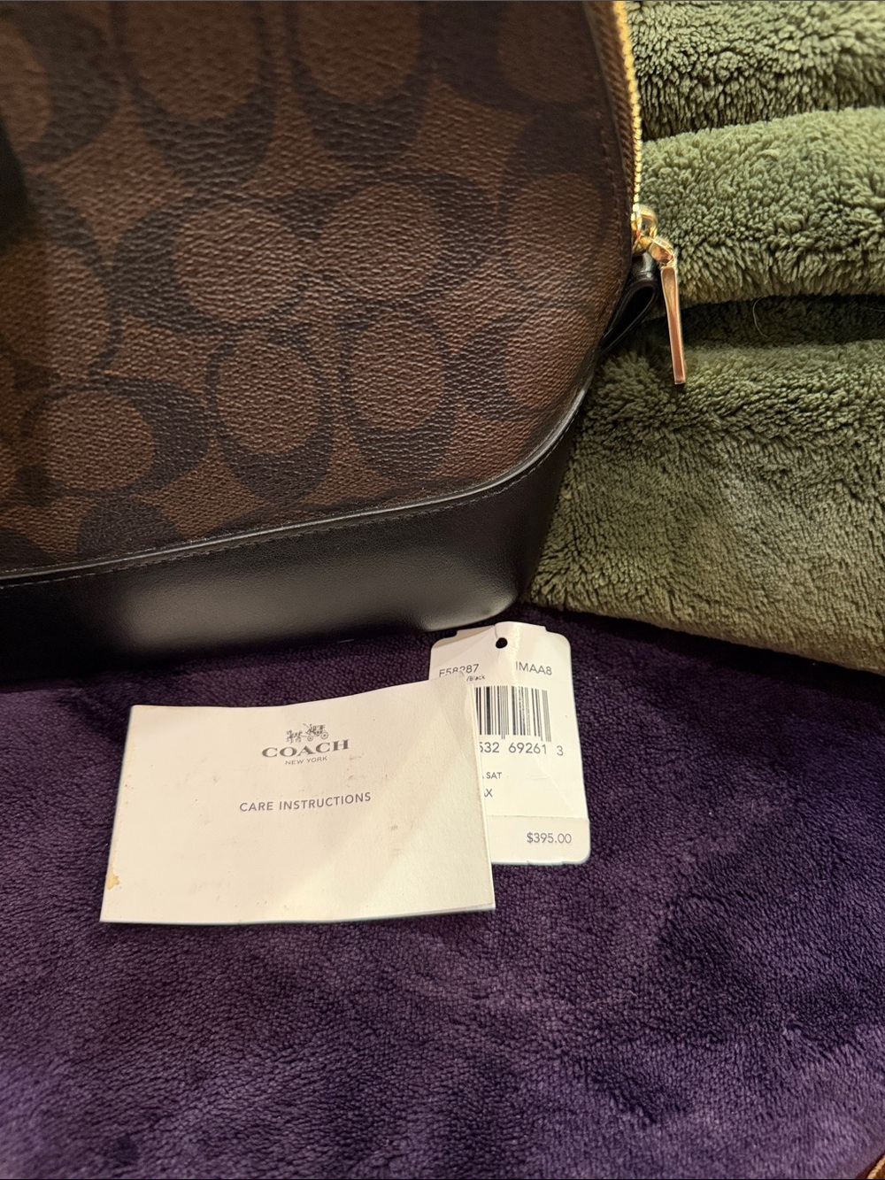 Coach Brown Signature Dome Satchel with Dark Brown Trim - Picture 5 of 8